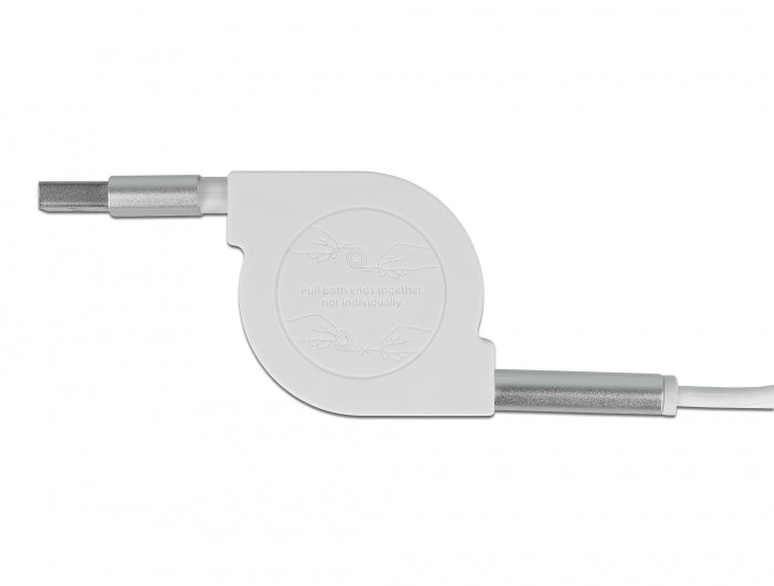 Delock USB Typ-A 3 in 1 Aufrollladekabel für Lightning™ / Micro USB / USB Type-C™ weiß