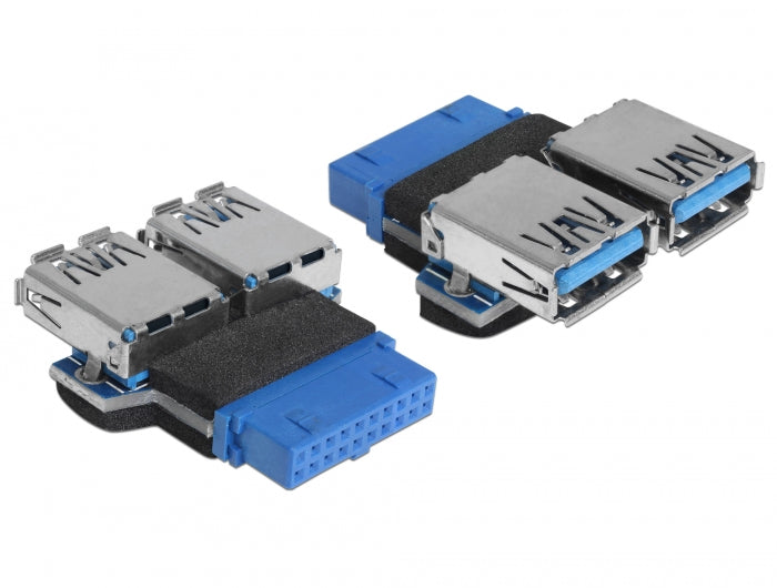 Delock Adapter USB 3.0 Pin Header Buchse > 2 x USB 3.0 Buchse – nebeneinander