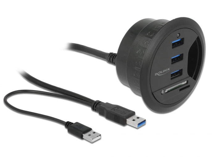 Delock Tisch-Hub 3 Port USB 3.0 + 2 Slot SD Card Reader