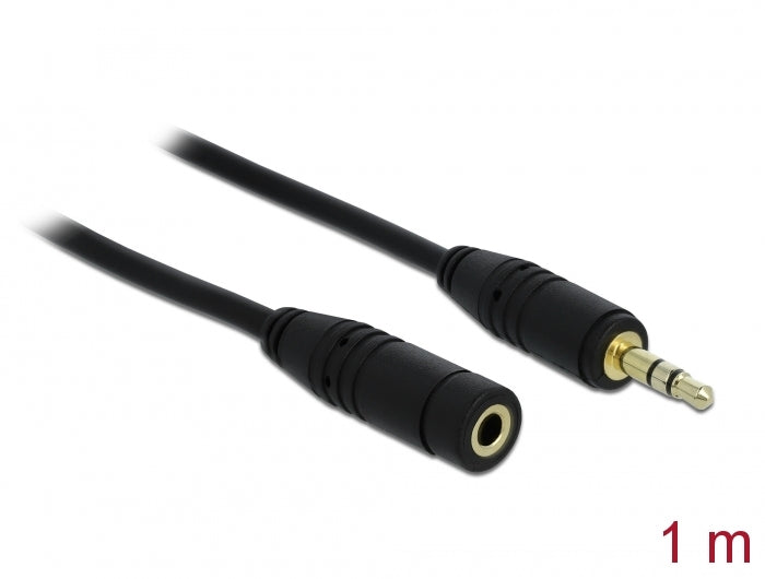 Delock Klinkenverlängerungskabel 3,5 mm 3 Pin Stecker > Buchse 1 m schwarz