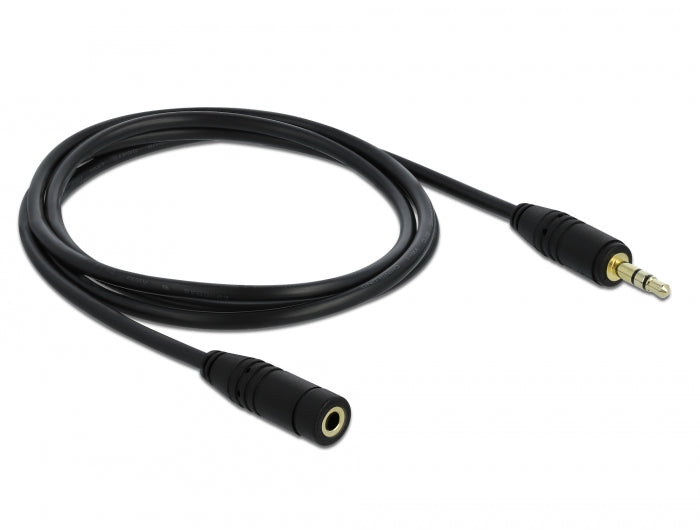 Delock Klinkenverlängerungskabel 3,5 mm 3 Pin Stecker > Buchse 1 m schwarz