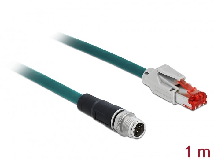 Delock Netzwerkkabel M12 X-kodiert 8 Pin zu RJ45 Stecker PVC 1 m