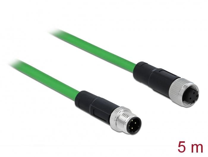 Delock Netzwerkkabel M12 4 Pin D-kodiert Stecker zu Buchse TPU 5 m