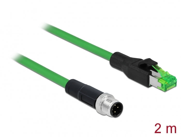 Delock Netzwerkkabel M12 4 Pin D-kodiert zu RJ45 Stecker PVC 2 m