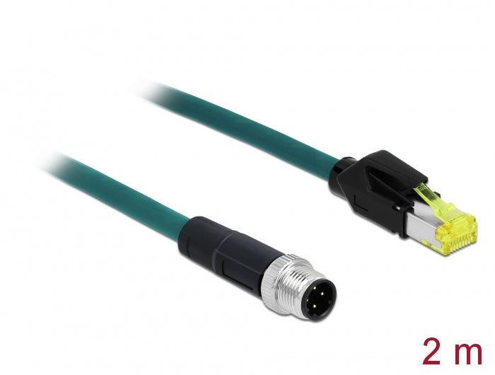 Delock Netzwerkkabel M12 4 Pin D-kodiert zu RJ45 Hirose Stecker TPU 2 m