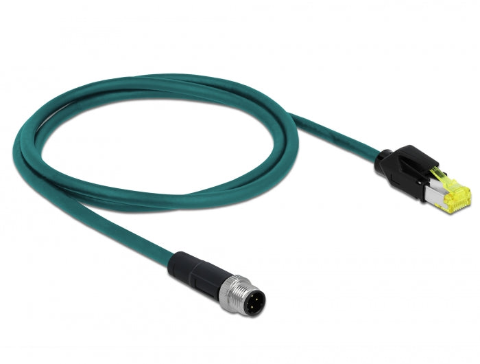 Delock Netzwerkkabel M12 4 Pin D-kodiert zu RJ45 Hirose Stecker TPU 2 m