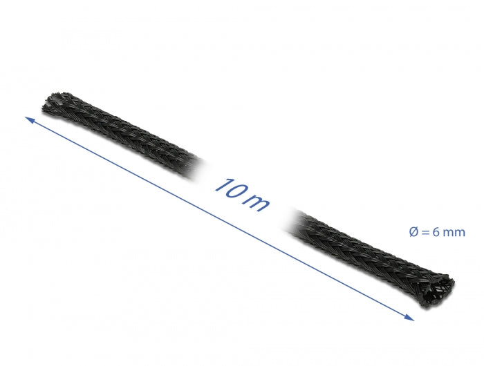 Delock Geflechtschlauch dehnbar 10 m x 6 mm schwarz