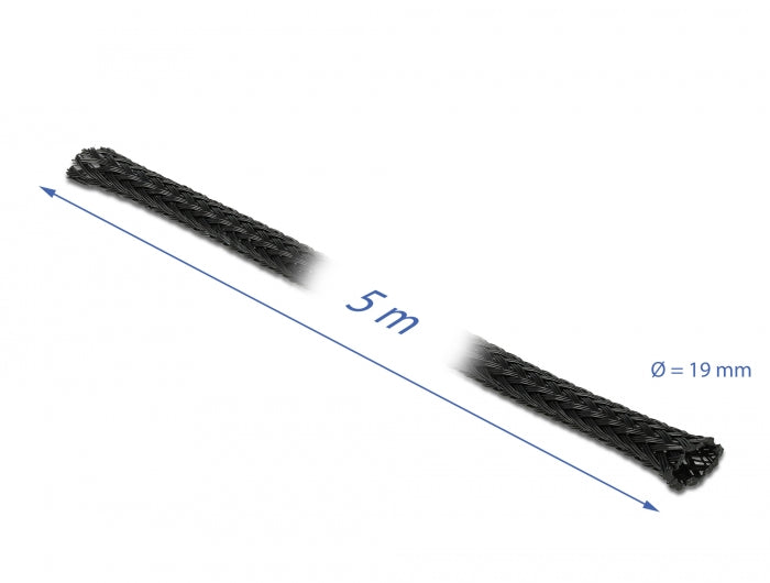 Delock Geflechtschlauch dehnbar 5 m x 19 mm schwarz