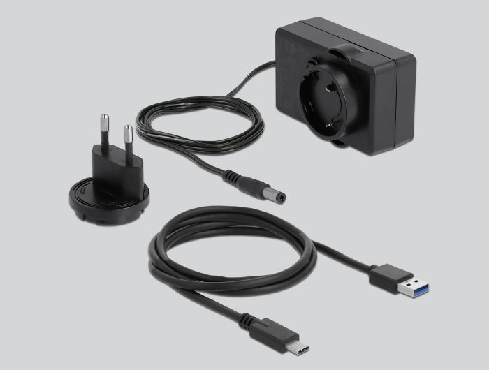 Delock Externes Dual Gehäuse für 2 x 3.5″ SATA HDD mit USB Type-C™ Buchse transparent - werkzeugfrei
