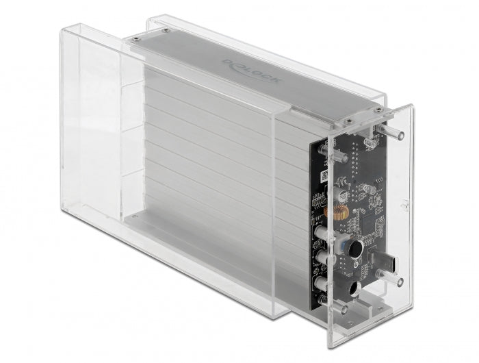 Delock Externes Dual Gehäuse für 2 x 3.5″ SATA HDD mit USB Type-C™ Buchse transparent - werkzeugfrei