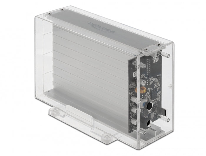 Delock Externes Dual Gehäuse für 2 x 3.5″ SATA HDD mit USB Type-C™ Buchse transparent - werkzeugfrei