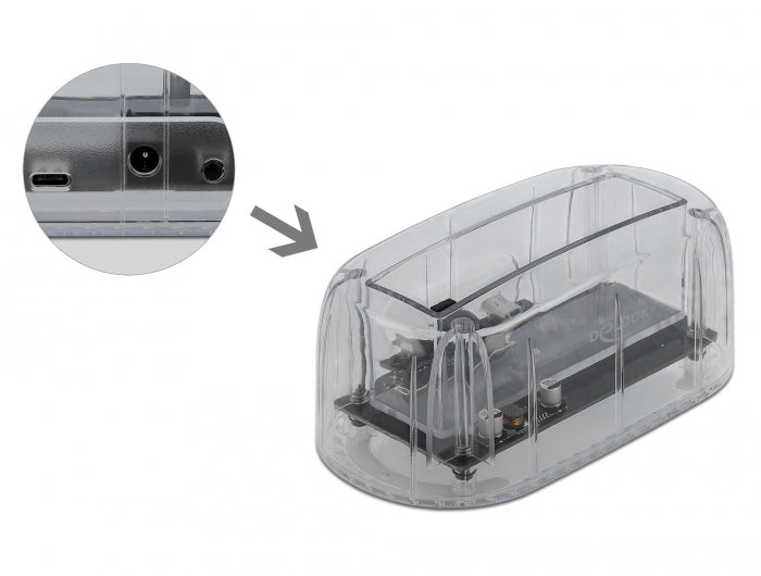 Delock USB Type-C™ Dockingstation für 1 x SATA HDD / SSD transparent