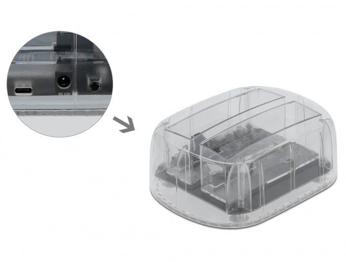 Delock USB Type-C™ Dockingstation für 2 x SATA HDD / SSD transparent