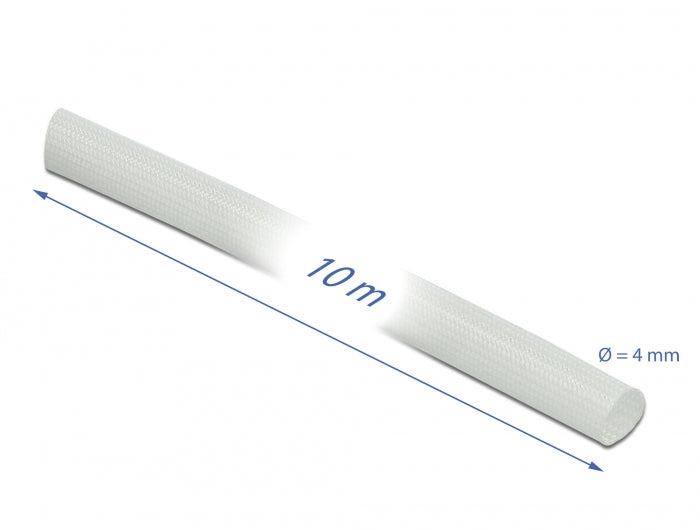 Delock Schutzschlauch Glasfasergeflecht 10 m x 4 mm weiß