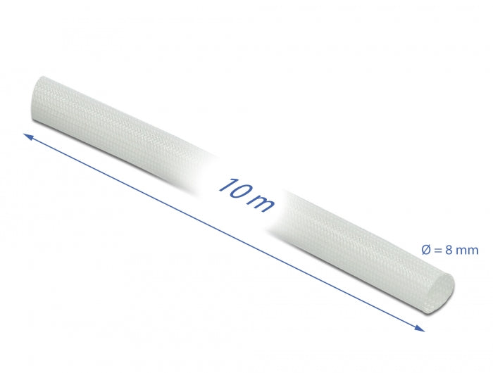 Delock Schutzschlauch Glasfasergeflecht 10 m x 8 mm weiß