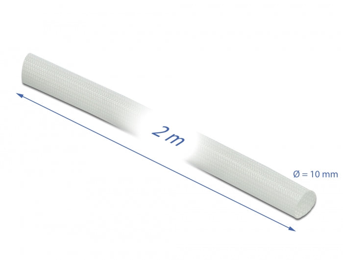 Delock Schutzschlauch Glasfasergeflecht 2 m x 10 mm weiß