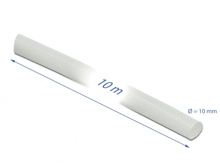 Delock Schutzschlauch Glasfasergeflecht 10 m x 10 mm weiß