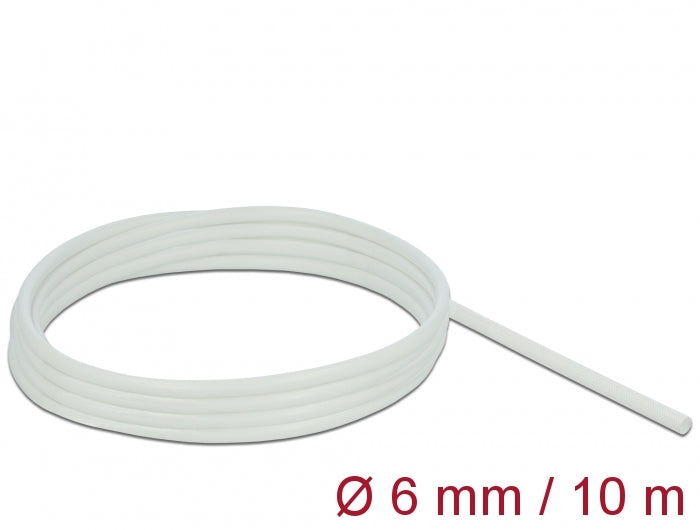 Delock Schutzschlauch Glasfasergeflecht 10 m x 6 mm weiß