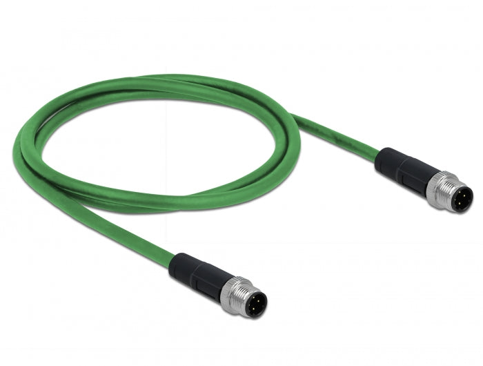 Delock Netzwerkkabel M12 D-kodiert 4 Pin Stecker zu Stecker TPU 1 m