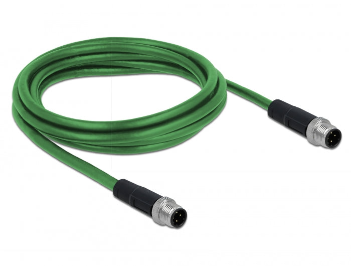 Delock Netzwerkkabel M12 D-kodiert 4 Pin Stecker zu Stecker TPU 2 m