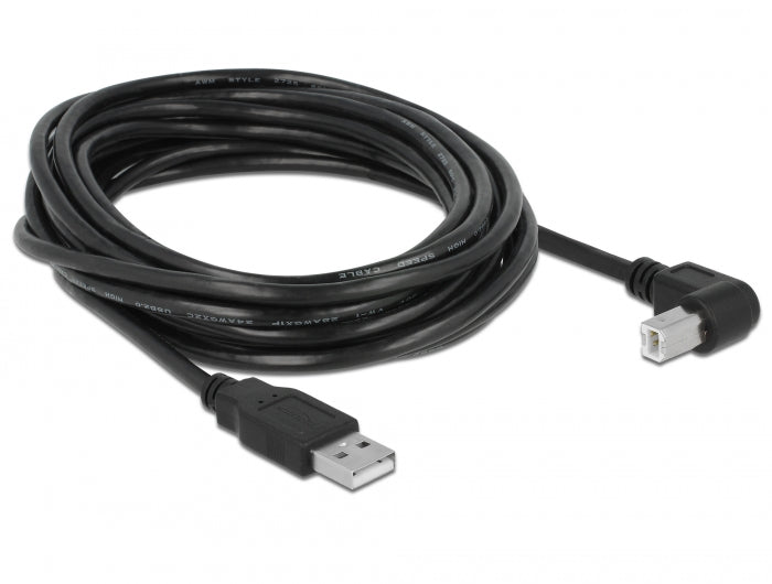 Delock Kabel USB 2.0 Typ-A Stecker > USB 2.0 Typ-B Stecker gewinkelt 5 m schwarz