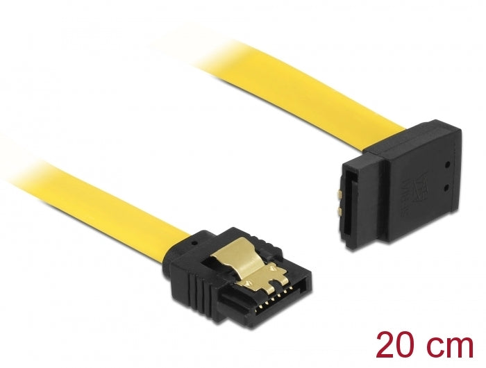 Delock SATA 6 Gb/s Kabel gerade auf oben gewinkelt 20 cm gelb