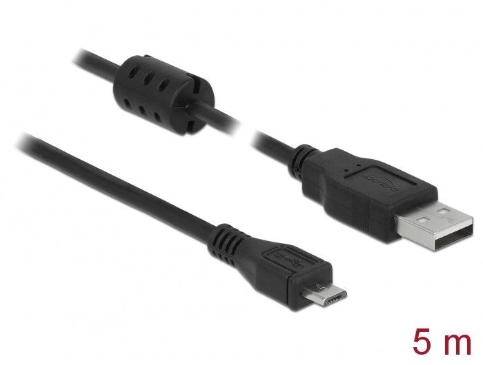 Delock Kabel USB 2.0 Typ-A Stecker > USB 2.0 Micro-B Stecker 5,0 m schwarz