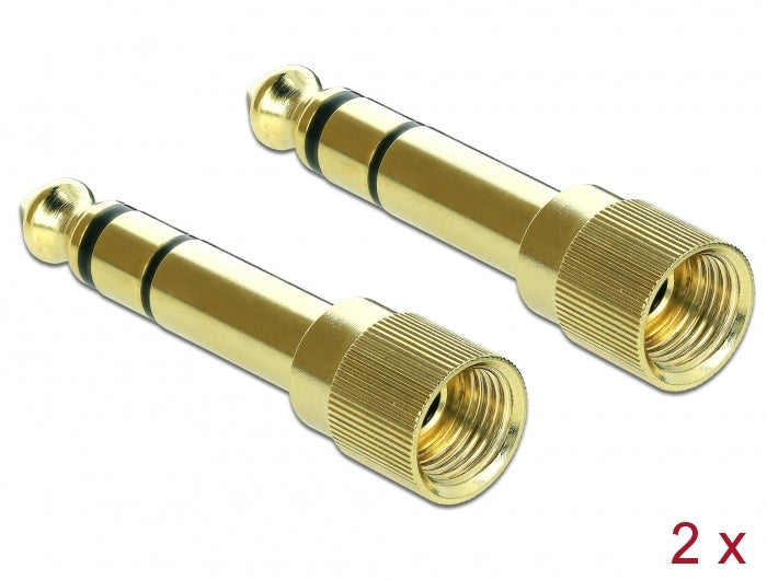 Delock Adapter 6,35 mm Klinkenstecker zu 3,5 mm Klinkenbuchse 3 Pin Metall verschraubbar 2 Stück