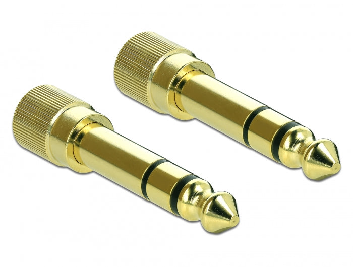 Delock Adapter 6,35 mm Klinkenstecker zu 3,5 mm Klinkenbuchse 3 Pin Metall verschraubbar 2 Stück