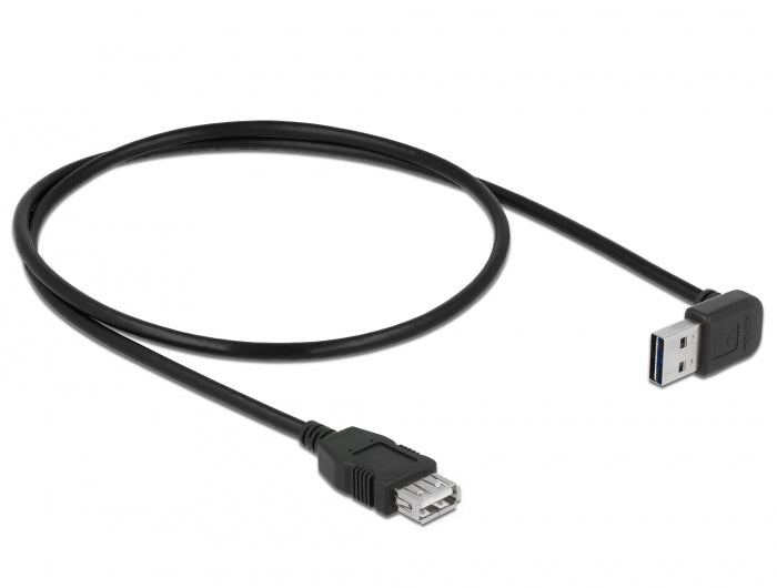 Delock Verlängerungskabel EASY-USB 2.0 Typ-A Stecker gewinkelt oben / unten > USB 2.0 Typ-A Buchse schwarz 0,5 m