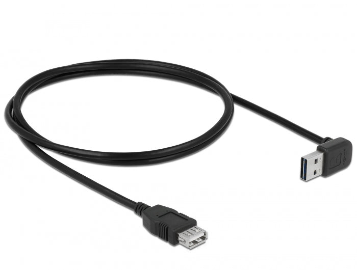 Delock Verlängerungskabel EASY-USB 2.0 Typ-A Stecker gewinkelt oben / unten > USB 2.0 Typ-A Buchse schwarz 1 m