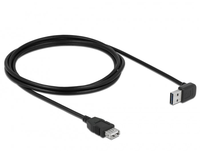 Delock Verlängerungskabel EASY-USB 2.0 Typ-A Stecker gewinkelt oben / unten > USB 2.0 Typ-A Buchse schwarz 2 m