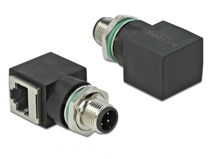Delock Netzwerkadapter M12 D-kodiert 4 Pin Stecker zu RJ45 Buchse