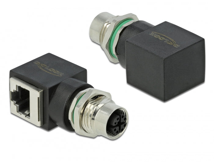 Delock Netzwerkadapter M12 X-kodiert 8 Pin Buchse zu RJ45 Buchse