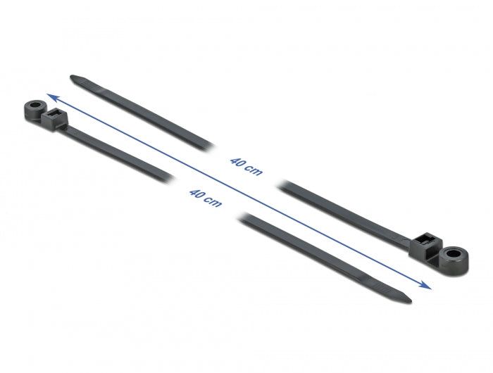Delock Kabelbinder mit Befestigungsöse L 400 x B 7,6 mm schwarz 10 Stück