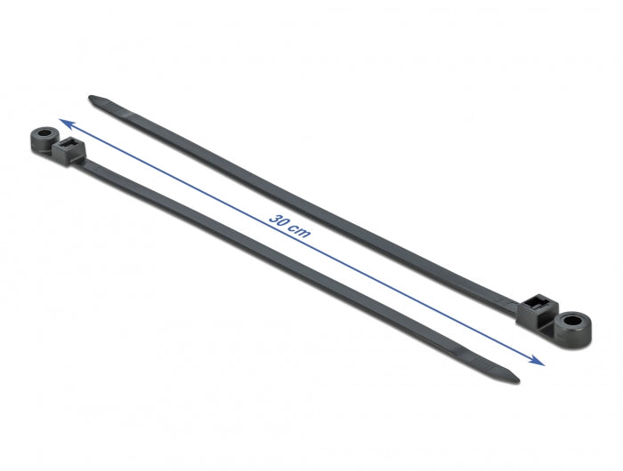 Delock Kabelbinder mit Befestigungsöse L 300 x B 7,6 mm schwarz 10 Stück
