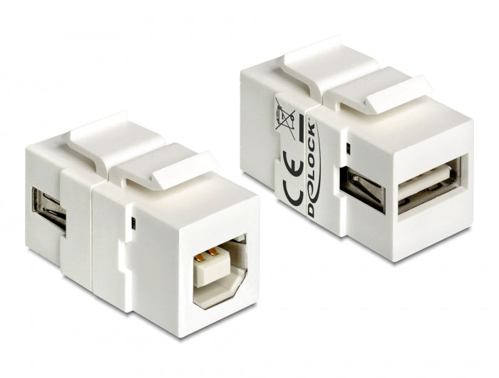 Delock Keystone Modul USB 2.0 A Buchse > USB 2.0 B Buchse weiß