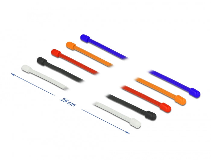 Delock Kabelbinder biegsam L 250 x B 4 mm farbig sortiert Set 10 Stück