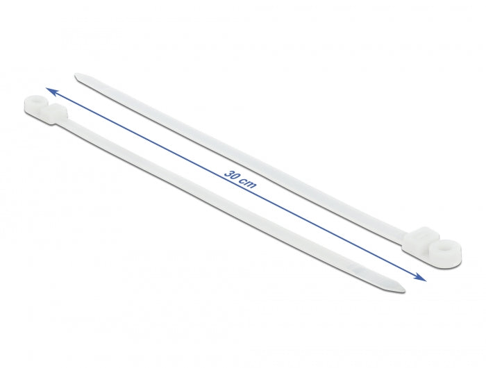 Delock Kabelbinder mit Befestigungsöse L 300 x B 7,6 mm weiß 10 Stück