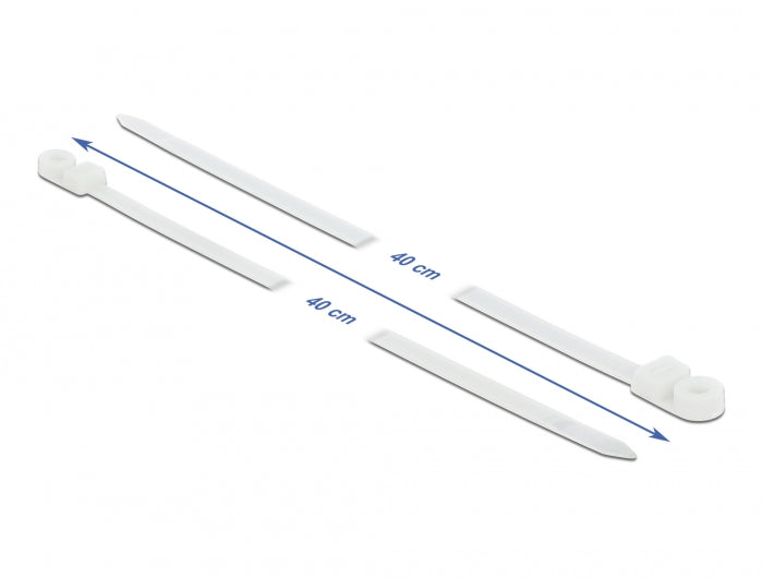 Delock Kabelbinder mit Befestigungsöse L 400 x B 7,6 mm weiß 10 Stück
