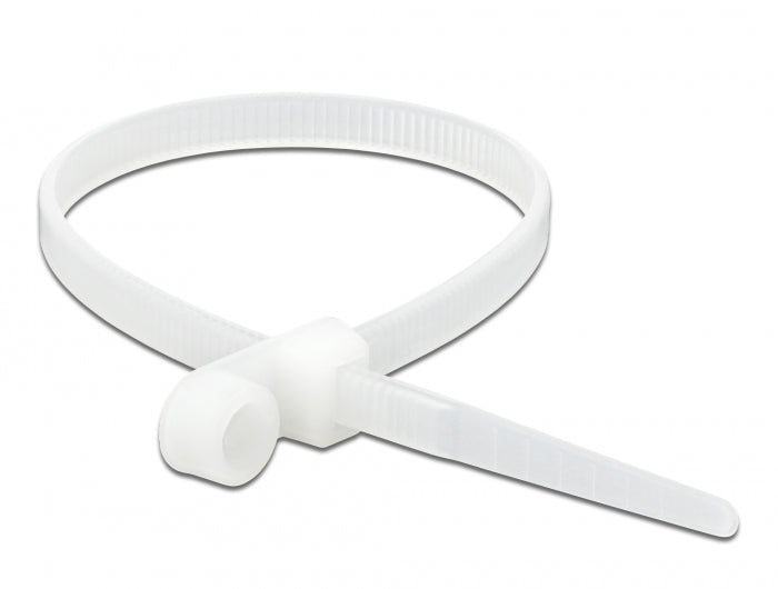 Delock Kabelbinder mit Befestigungsöse L 300 x B 4,8 mm weiß 10 Stück