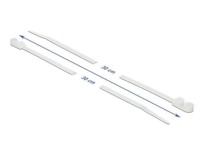 Delock Kabelbinder mit Befestigungsöse L 300 x B 4,8 mm weiß 10 Stück