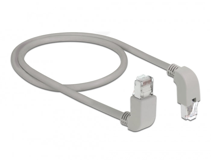 Delock Netzwerkkabel RJ45 Cat.6A S/FTP oben / unten gewinkelt 0,5 m