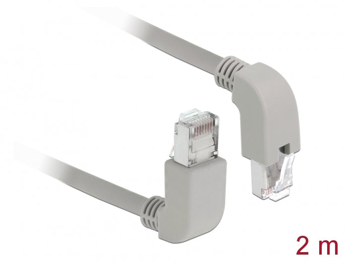 Delock Netzwerkkabel RJ45 Cat.6A S/FTP oben / unten gewinkelt 2 m