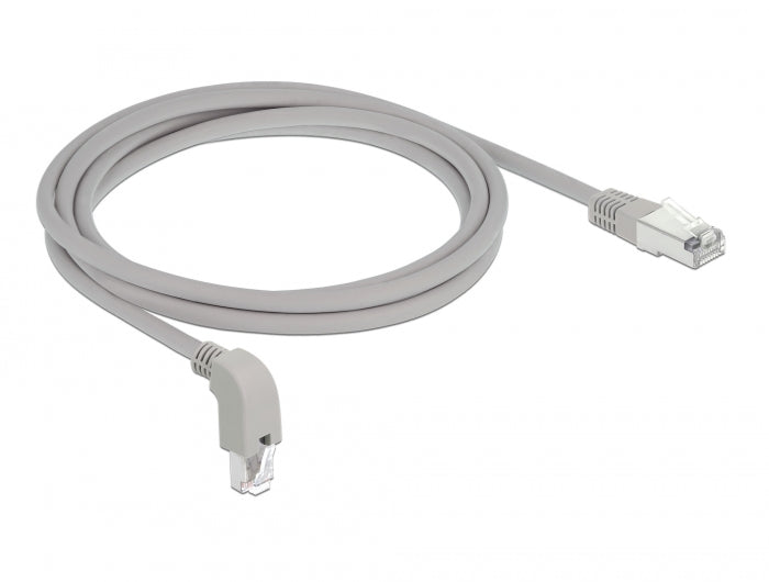 Delock Netzwerkkabel RJ45 Cat.6A S/FTP unten gewinkelt / gerade 2 m