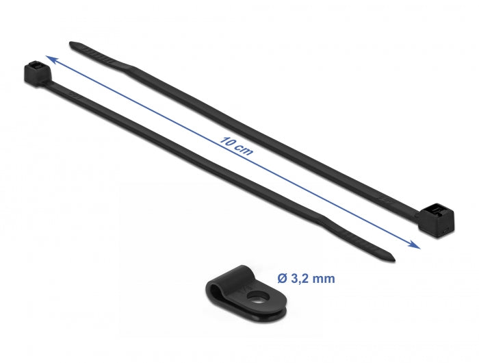 Delock Befestigungsschelle 3,2 mm mit Kabelbinder L 100 x B 2,5 schwarz