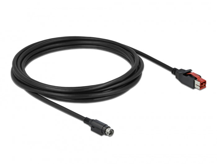 Delock PoweredUSB Kabel Stecker 24 V zu Mini-DIN 3 Pin Stecker 3 m für POS Drucker und Terminals