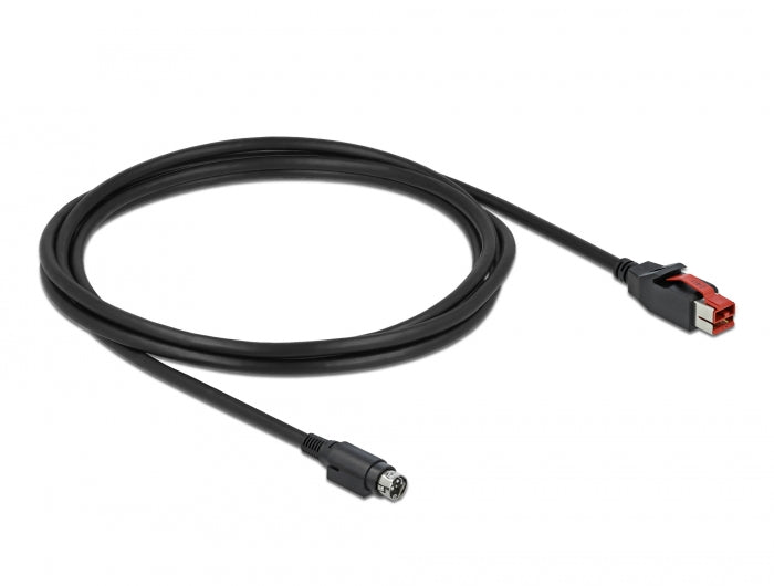 Delock PoweredUSB Kabel Stecker 24 V zu Mini-DIN 3 Pin Stecker 2 m für POS Drucker und Terminals