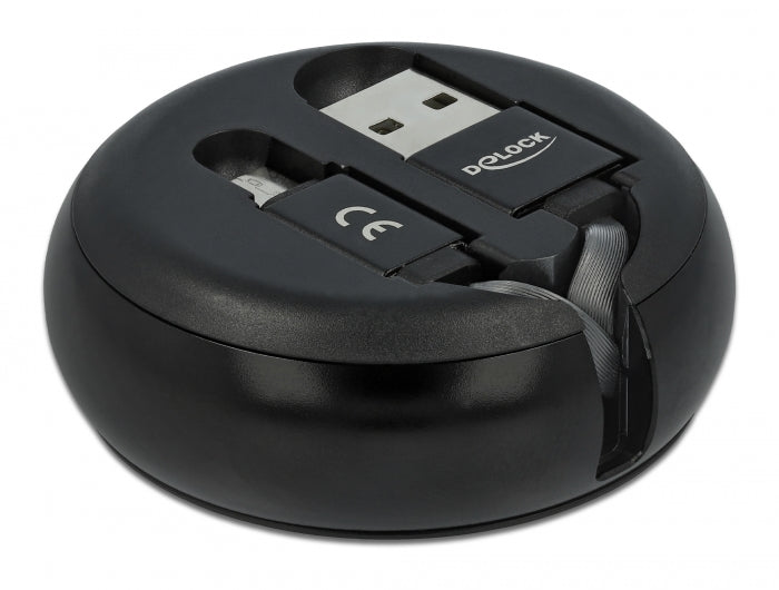 Delock USB Aufrollkabel Typ-A zu Micro-B schwarz