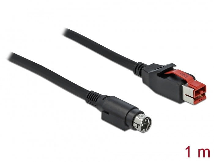 Delock PoweredUSB Kabel Stecker 24 V zu Mini-DIN 3 Pin Stecker 1 m für POS Drucker und Terminals